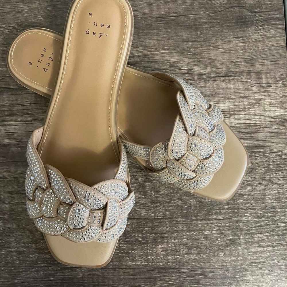 A New Day Women's Tan Slide Sandals